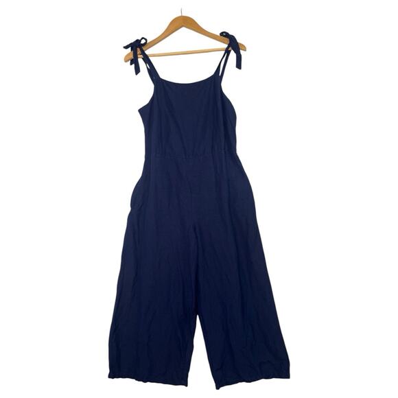 Tommy Bahama Jumpsuit Womens Small Blue Linen Tie Shoulder Coastal Cottage Boho - Picture 1 of 12